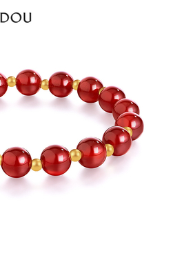 AJIDOU阿吉豆玄马迎福系列925银红玛瑙葫芦手链手串