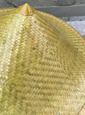 竹青精细大斗笠纯手工竹编防晒钓鱼帽纯竹皮花腰遮阳帽非物质文化