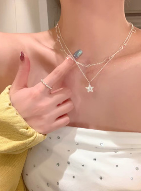 精致闪锆星星吊坠双层叠戴项链女轻奢高级感锁骨链气质颈链choker