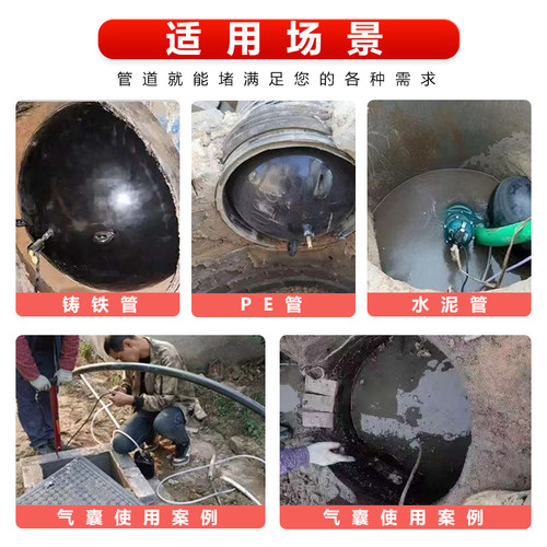 堵水气囊管道封堵闭水试验市政污水管道封堵加厚充气橡胶堵漏气囊 - 图0