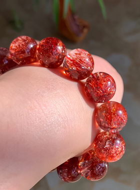 diy天然草莓晶饰品招桃花手串