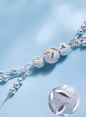 S999纯银三生三世圆珠脚链全新