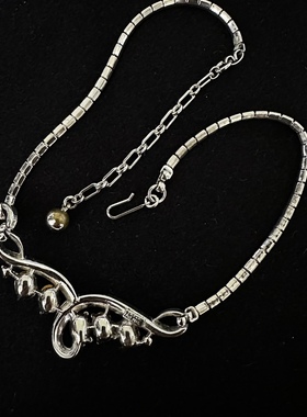 Vintage Trifari 专利标银色莱茵石项链