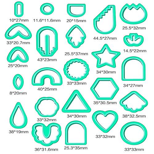 粘土软陶印花24件套装儿童DIY手工制作塑料压花切割模具三角圆形 - 图3