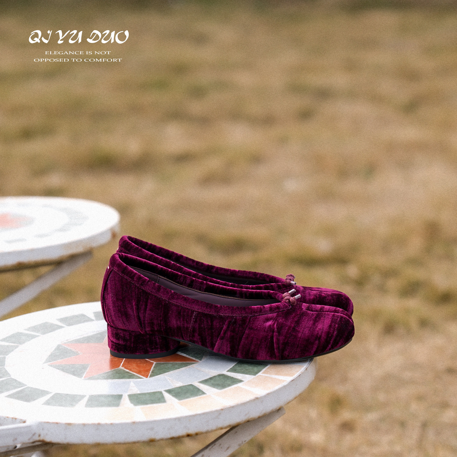 QIYUDUO 法式红丝绒分趾鞋女26春季新款一脚蹬浅口单鞋猪蹄芭蕾鞋,淘宝优惠券,粉丝福利购,淘宝优惠卷