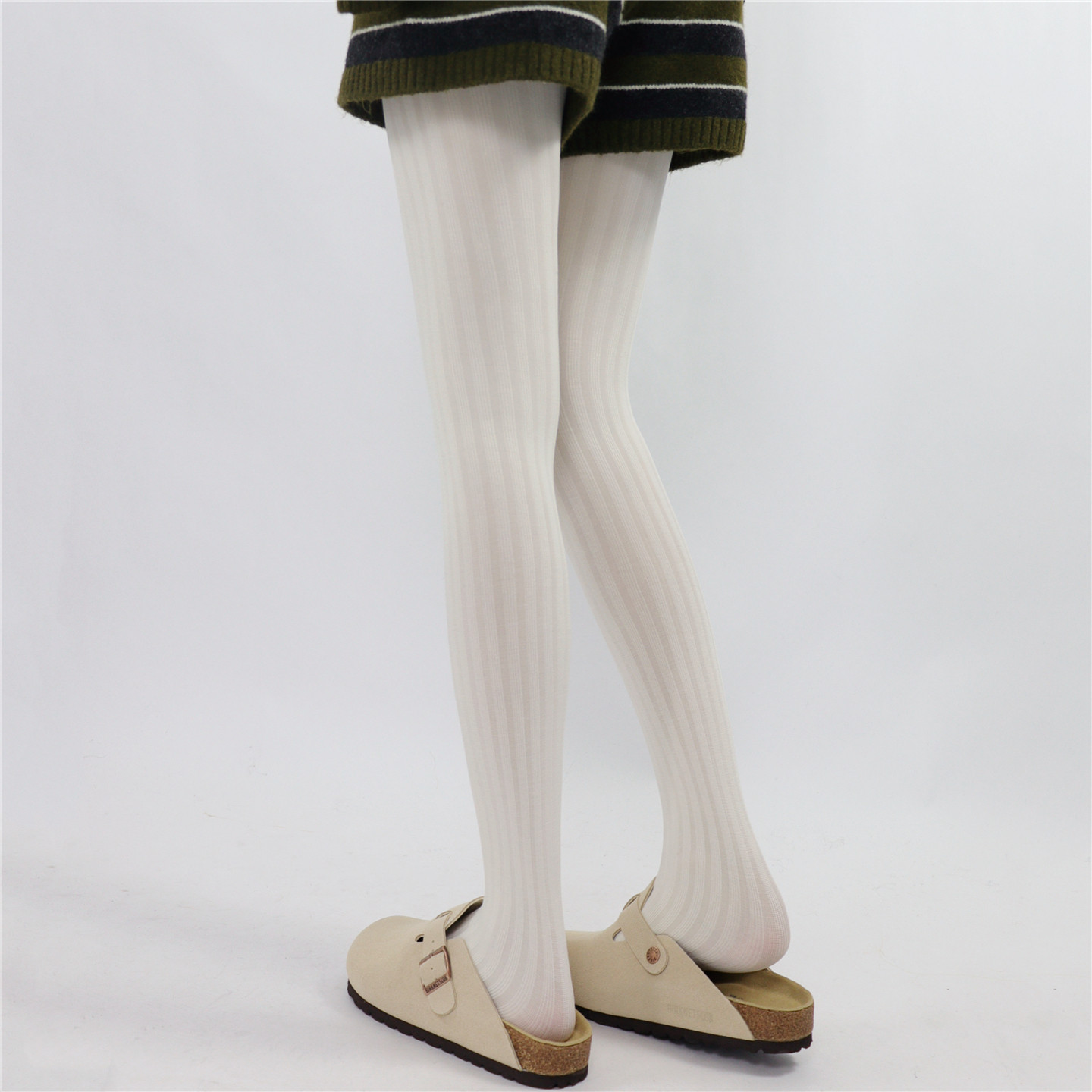 AYTofilms宽条纯欲竖纹奶白春秋连裤袜显瘦打底袜微透肉百搭裤袜,淘宝优惠券,粉丝福利购,淘宝优惠卷