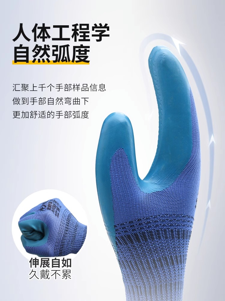 星宇优耐保A688劳保手套防滑耐磨工作乳胶工地干活胶皮橡胶浸胶 - 图1