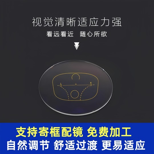 定制坊1.56 1.67 1.74内渐进多焦点镜片防蓝光变色近视老花眼镜片