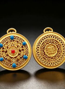 新款沙金保色吊坠配件招财葫芦平安扣饰品项链挂件挂饰车挂