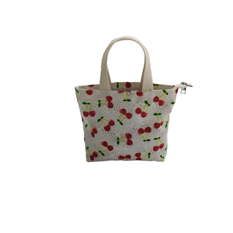 韩版简约樱桃图印花帆布小包上班休闲轻便迷你手提包外出小布包,淘宝优惠券,粉丝福利购,淘宝优惠卷