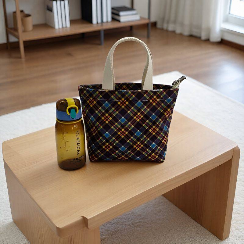 帆布包韩版简约格子迷你手提袋休闲上班手拎包外出托特包轻便布袋,淘宝优惠券,粉丝福利购,淘宝优惠卷