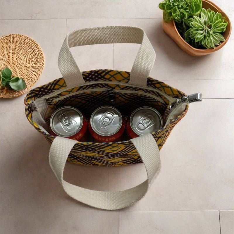 帆布包韩版简约格子迷你手提袋休闲上班手拎包外出托特包轻便布袋,淘宝优惠券,粉丝福利购,淘宝优惠卷