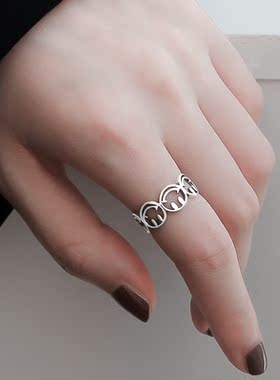 ins小众设计纯银食指复古戒子