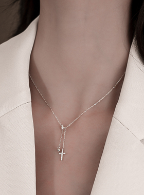 925纯银项链女小众ins十字架轻奢