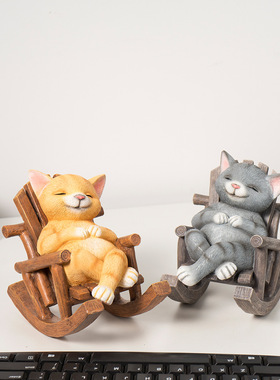 躺椅动物摆件猫狗家居装饰品