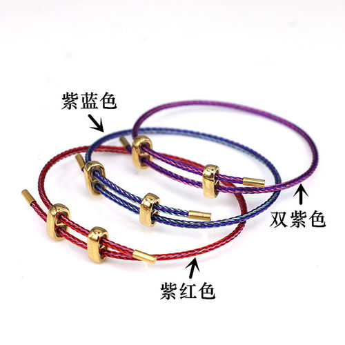可调节手链可穿3D硬金黄金转运珠2mm细款防水钢丝绳手绳红色手串 - 图2