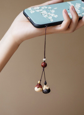 桃木手机链钥匙扣小铃铛
