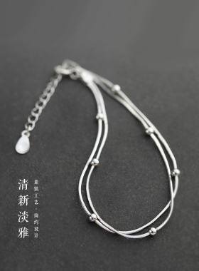 [流风]子木简约纯银女古法银手链