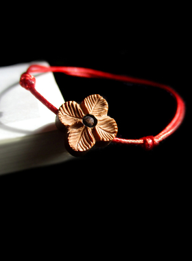 桃木四叶草红绳脚链脚绳