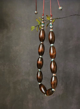 新中式国风禅意复古木珠项链女时尚百搭小众设计感手工编织锁骨链