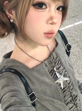 千禧y2k银色海星项链星星吊坠长款毛衣链小众设计甜酷辣妹卫衣链