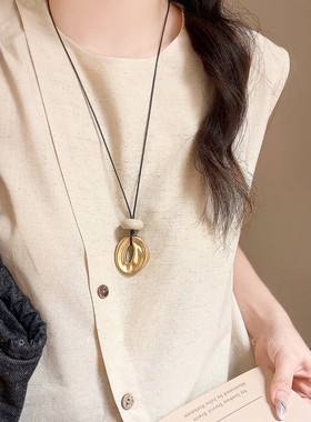 韩国简约不规则几何吊坠项链