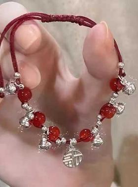 苗疆少女红绳铃铛编织手链