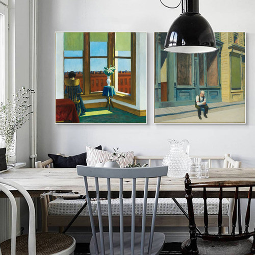 爱德华霍普Edward Hopper人像风景背景墙小众挂画客厅餐厅装饰画 - 图2