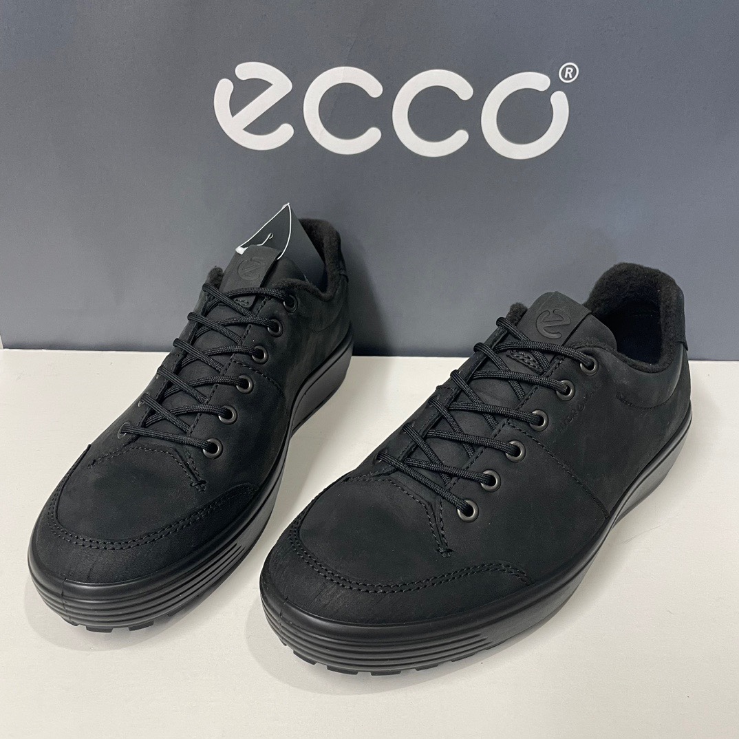 ECCO爱步男鞋冬季防水加绒保暖板鞋圆头系带休闲鞋450474柔酷