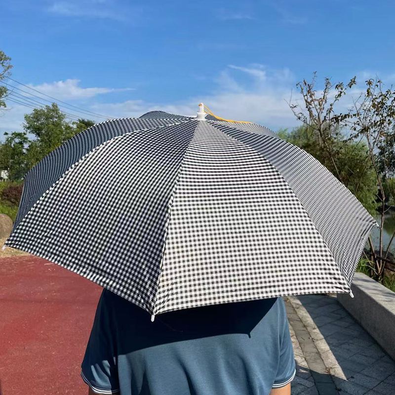 头戴伞钓鱼伞单层折叠黑胶遮阳伞户外头顶雨伞垂钓采茶帽子伞钓伞