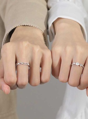 栀子花情侣戒指女轻奢小众高级感设计开口男女对戒跨境指环饰品