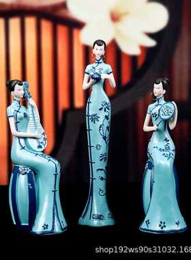 高级感中式旗袍仕女摆件