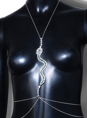 绿银蛇水钻BLIGNBLING身体项链一体镀银