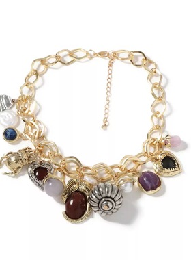 新款2026气质爱心大象灯笼吊坠复古in风女士魅力项链毛衣链