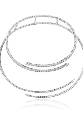 满钻多层链小冰糖项链锆石气质锁骨链颈链N美式古巴嘻哈男女同款