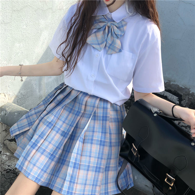 学院风百褶半身裙日系jk制服套装全套水手服少女学生短袖衬衫格裙