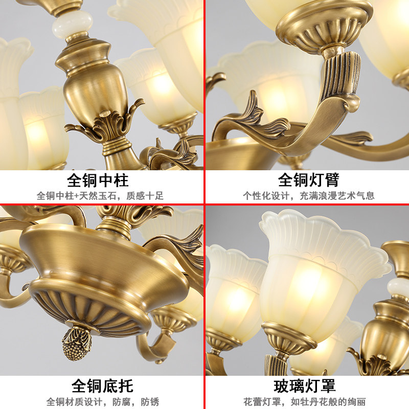 美式全铜复古吊灯客厅灯欧式餐厅大气高档奢华卧室简约中山灯具,淘宝优惠券,粉丝福利购,淘宝优惠卷