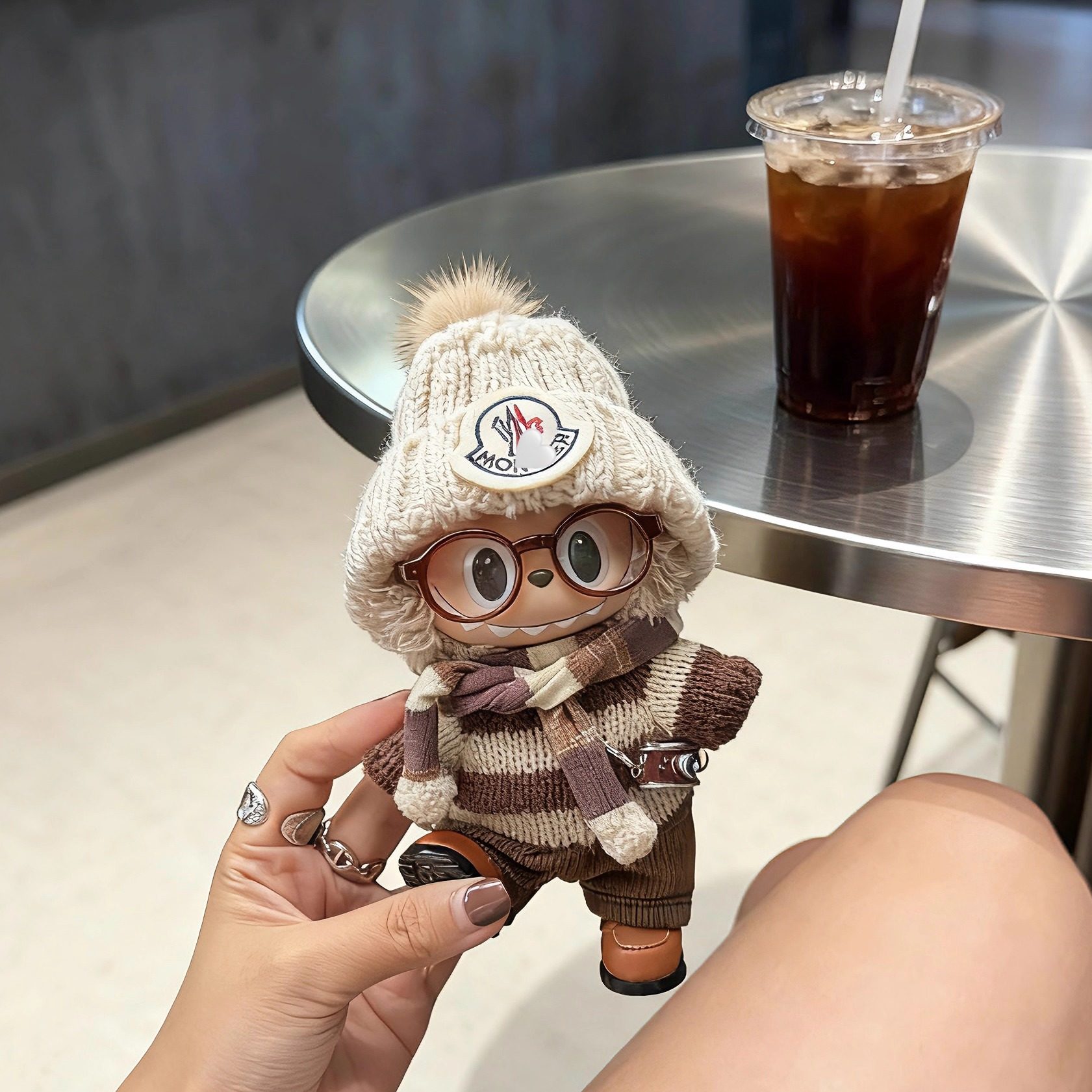 哭娃crybaby娃衣棕色毛线娃衣拉布布一二三代17cm套装labubu衣服,淘宝优惠券,粉丝福利购,淘宝优惠卷