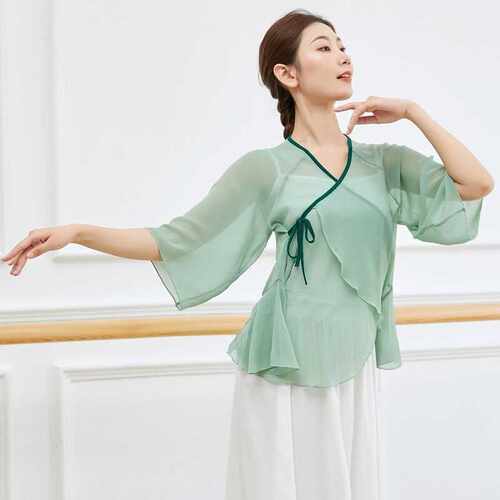 古典舞服装女成人形体练功服飘逸上衣身韵纱衣现代舞民族舞蹈演出 - 图2