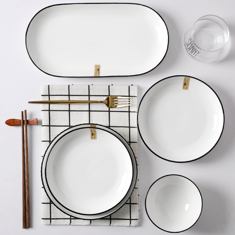 陶瓷碗碟套装 家用日式45件套创意吃饭碗盘子菜盘鱼盘大汤碗组合 - 图2