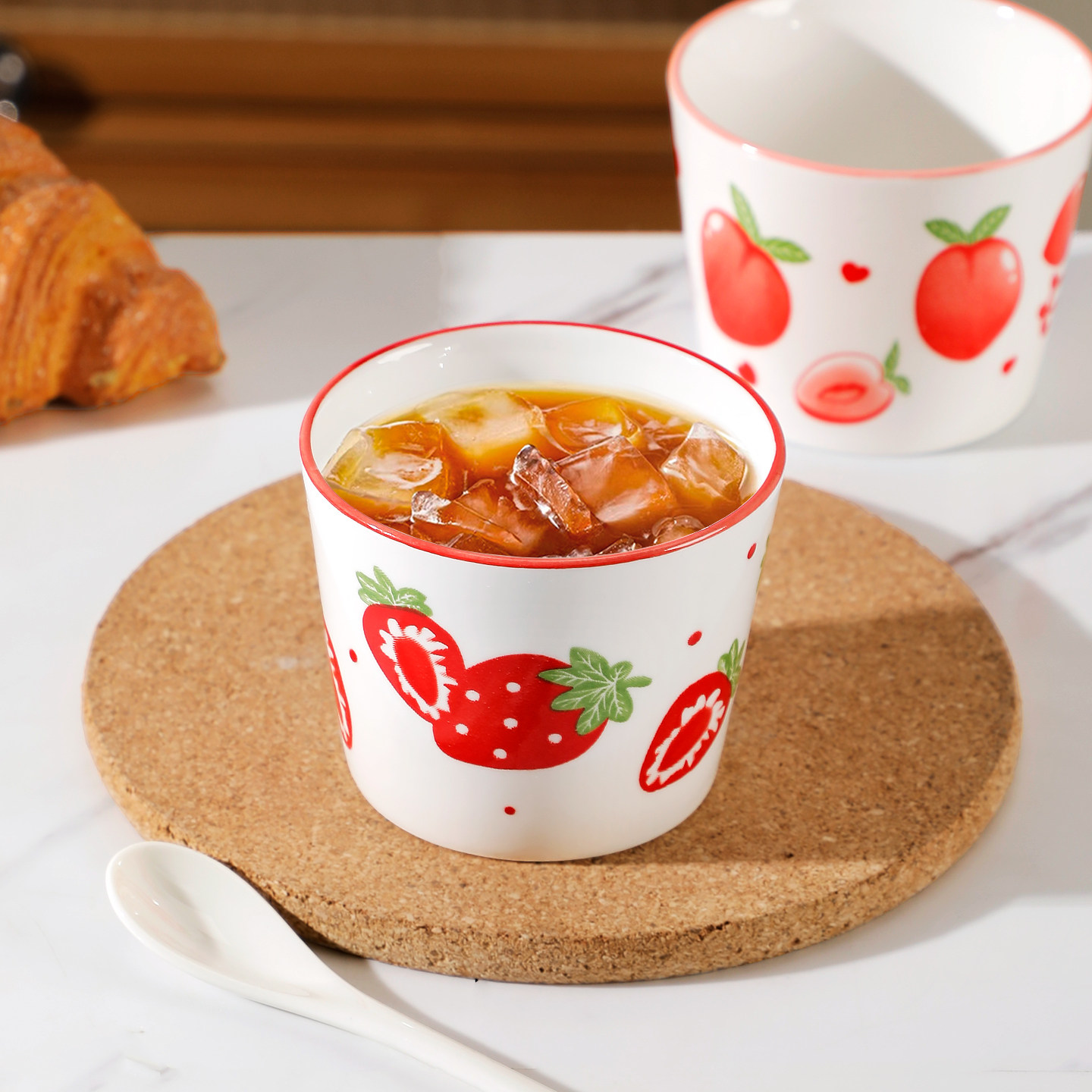 9.9元4只陶瓷杯子马克杯可爱水果茶杯家用早餐杯咖啡杯新款随手杯,淘宝优惠券,粉丝福利购,淘宝优惠卷