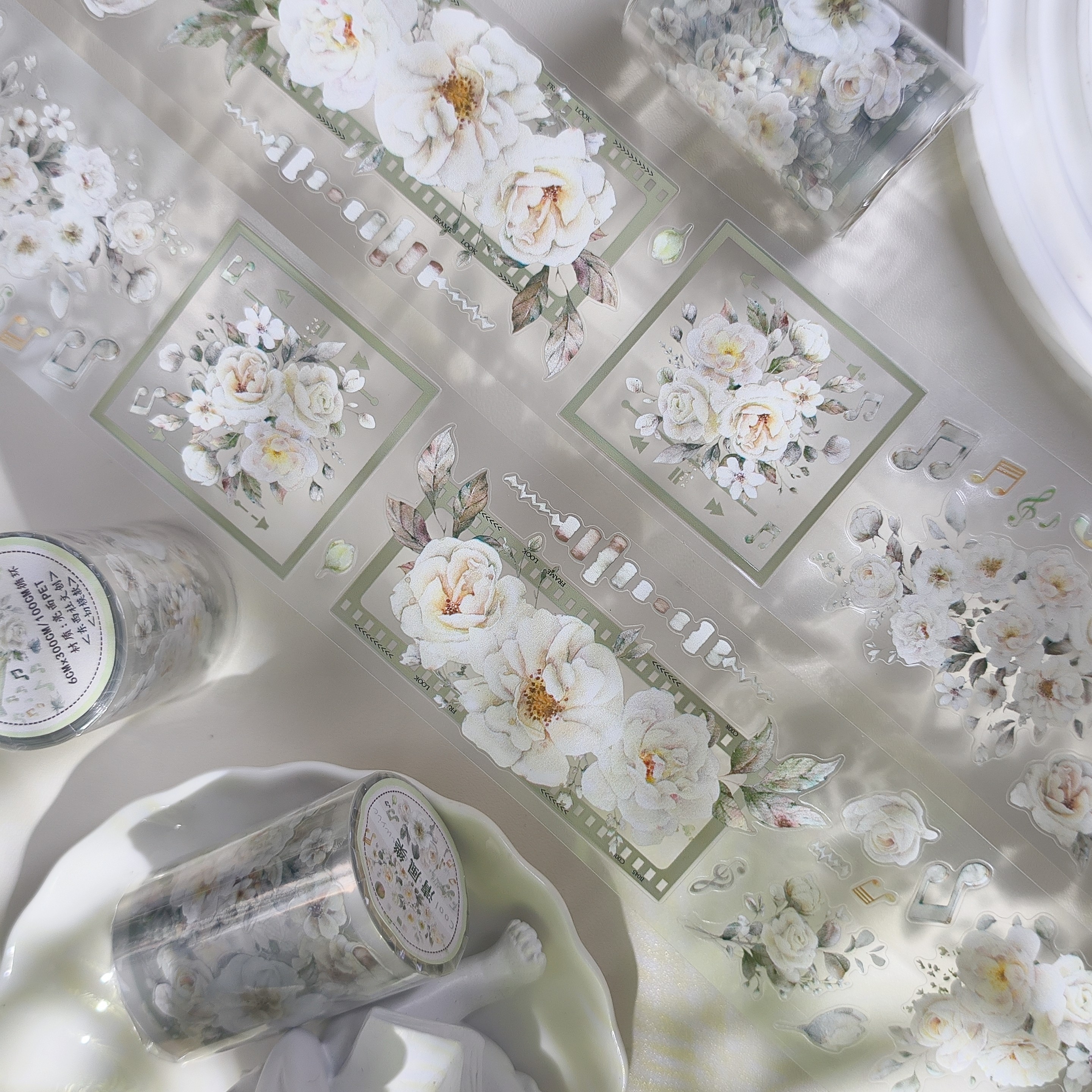 东西社文创【她夏了夏天】PET切模手帐贴纸淡雅绿花卉diy拼贴胶带,淘宝优惠券,粉丝福利购,淘宝优惠卷