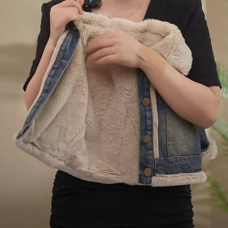 儿童加绒夹克2025秋冬装男女童韩版灰兔毛内里保暖加厚牛仔外套潮,淘宝优惠券,粉丝福利购,淘宝优惠卷