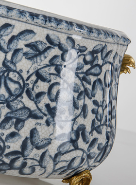 明清复古怀旧风陶瓷铜花软装摆件