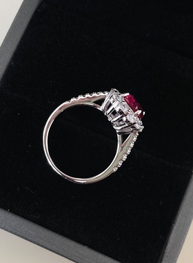 2克拉浓郁鸽血红s925纯银戒指