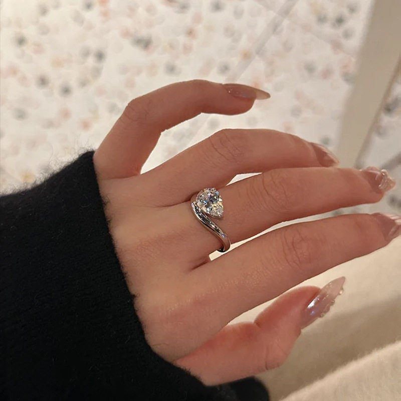 2 carat water drop sterling silver 925 ring