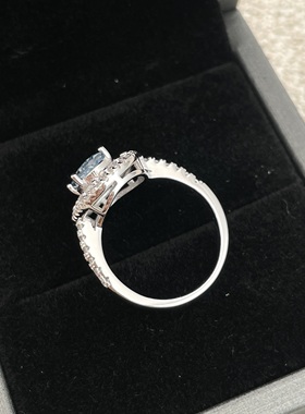 人工圣玛利亚海蓝宝纯银925戒指