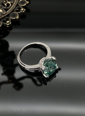 10克拉绿碧玺重工纯银925戒指