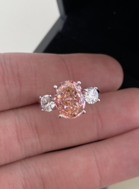 帕帕拉恰粉冰花纯银925戒指