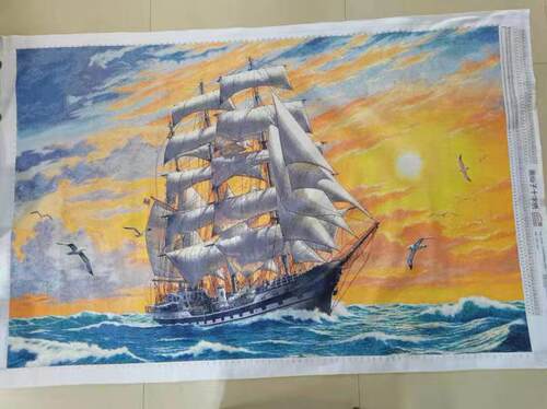 油画迎着朝阳帆船十字绣2025新款客厅欧式帆船GK混绣一帆风顺满绣 - 图0